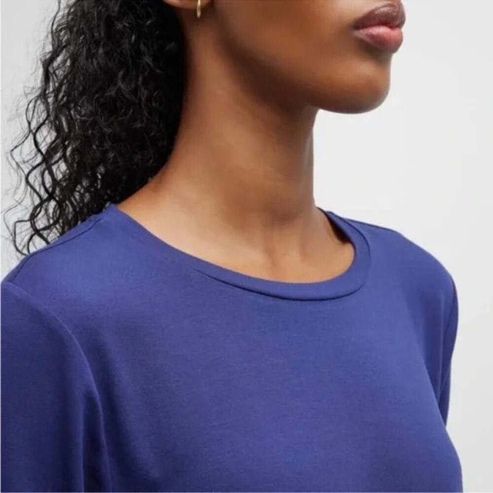 Eileen Fisher Crewneck Long Sleeve Tencel Jersey Tunic Top – Dark Blue – XL - Picture 3 of 7